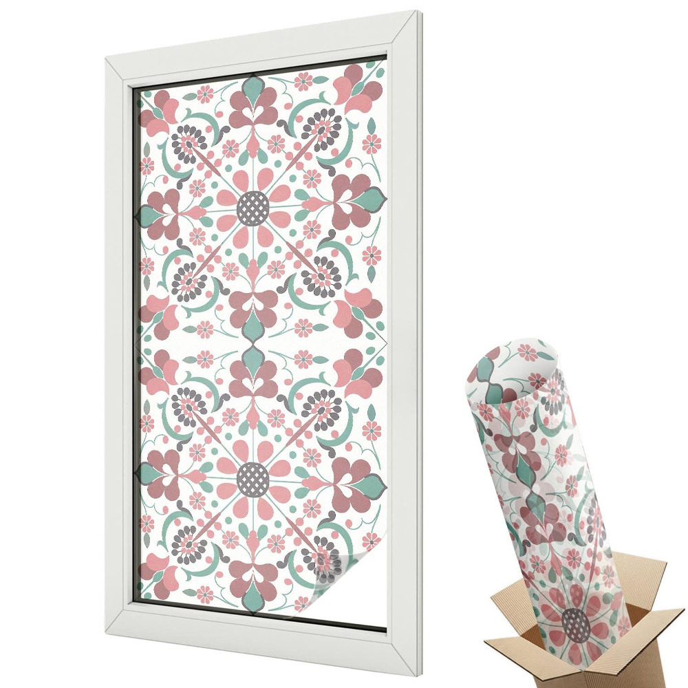 Folie pentru geamuri Model simetric floral rustic