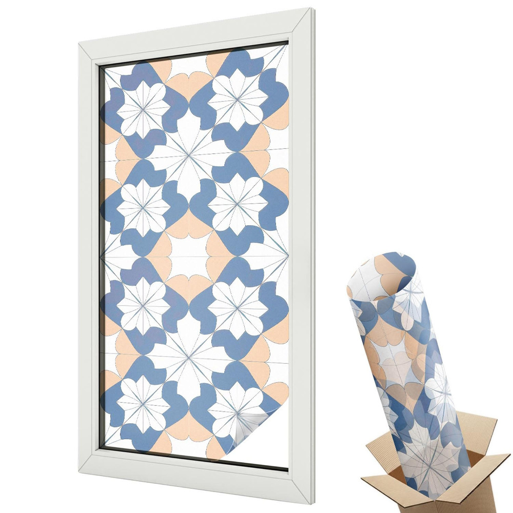 Folie geam să nu se vadă din exterior Flori geometrice în culori proaspete