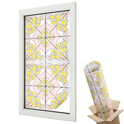 Folie geamuri decorativă vitraliu Model floral simetric clasic