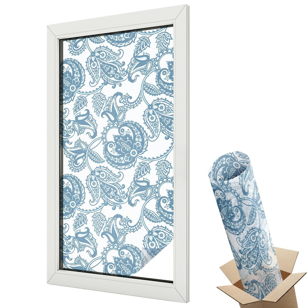 Autocolant geam termopan Ornamente florale delicate într-un stil clasic