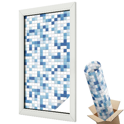 Folie geam să nu se vadă din exterior Mozaic pătrat albastru și alb