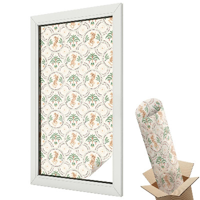 Folie geam să nu se vadă din exterior Model exotic cu feline și plante