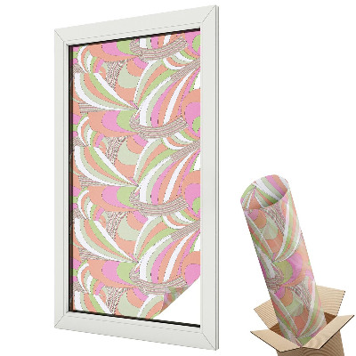 Folie geamuri decorativă vitraliu Arcuri și curbe abstracte în tonuri pastelate