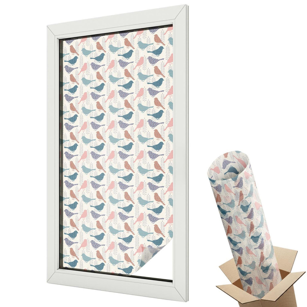 Autocolant geam termopan Model de siluetă de pasăre pastelată