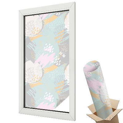 Folie geamuri decorativă vitraliu Abstracție pastelată cu forme organice