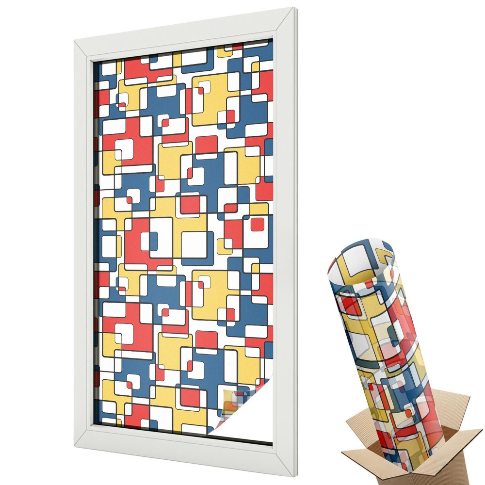 Autocolant geam termopan Forme geometrice colorate, model modern