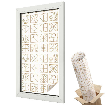 Folie geam să nu se vadă din exterior Model geometric elegant și inscripții de dragoste