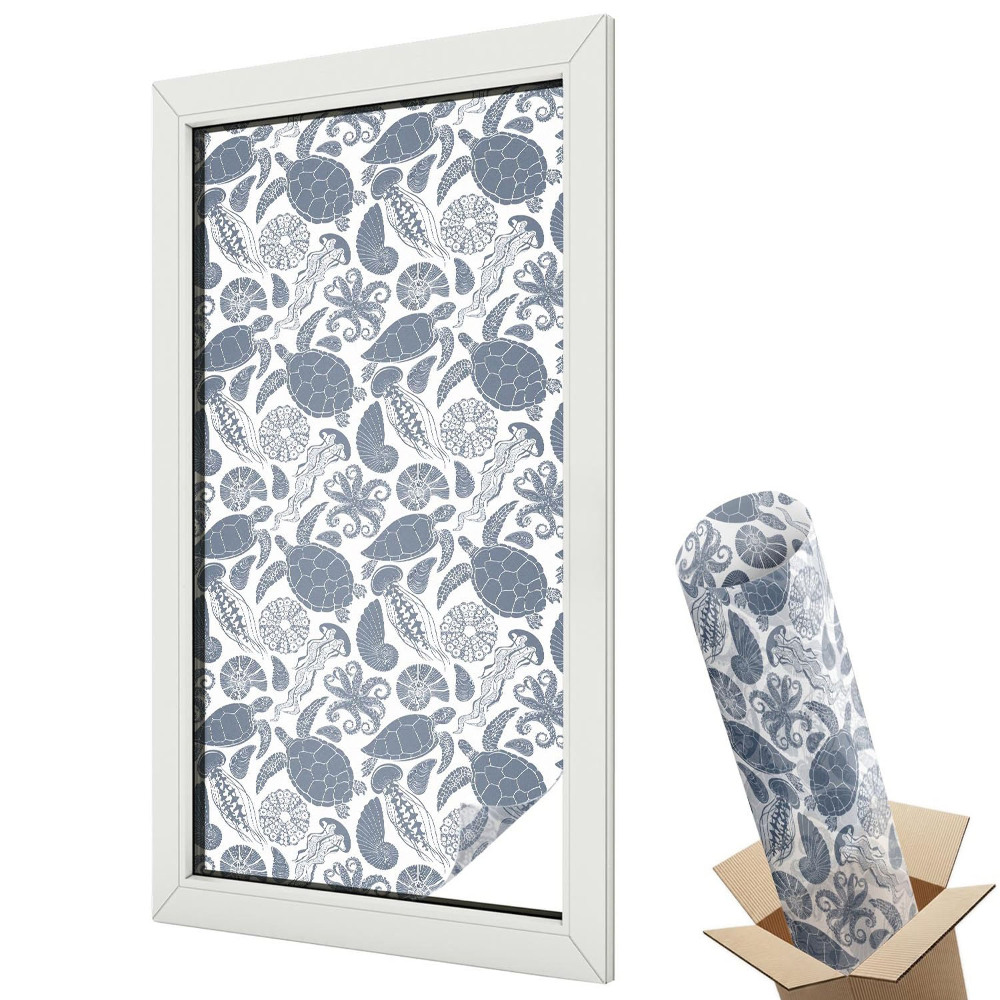 Folie pentru geamuri Faună marină într-un model repetitiv