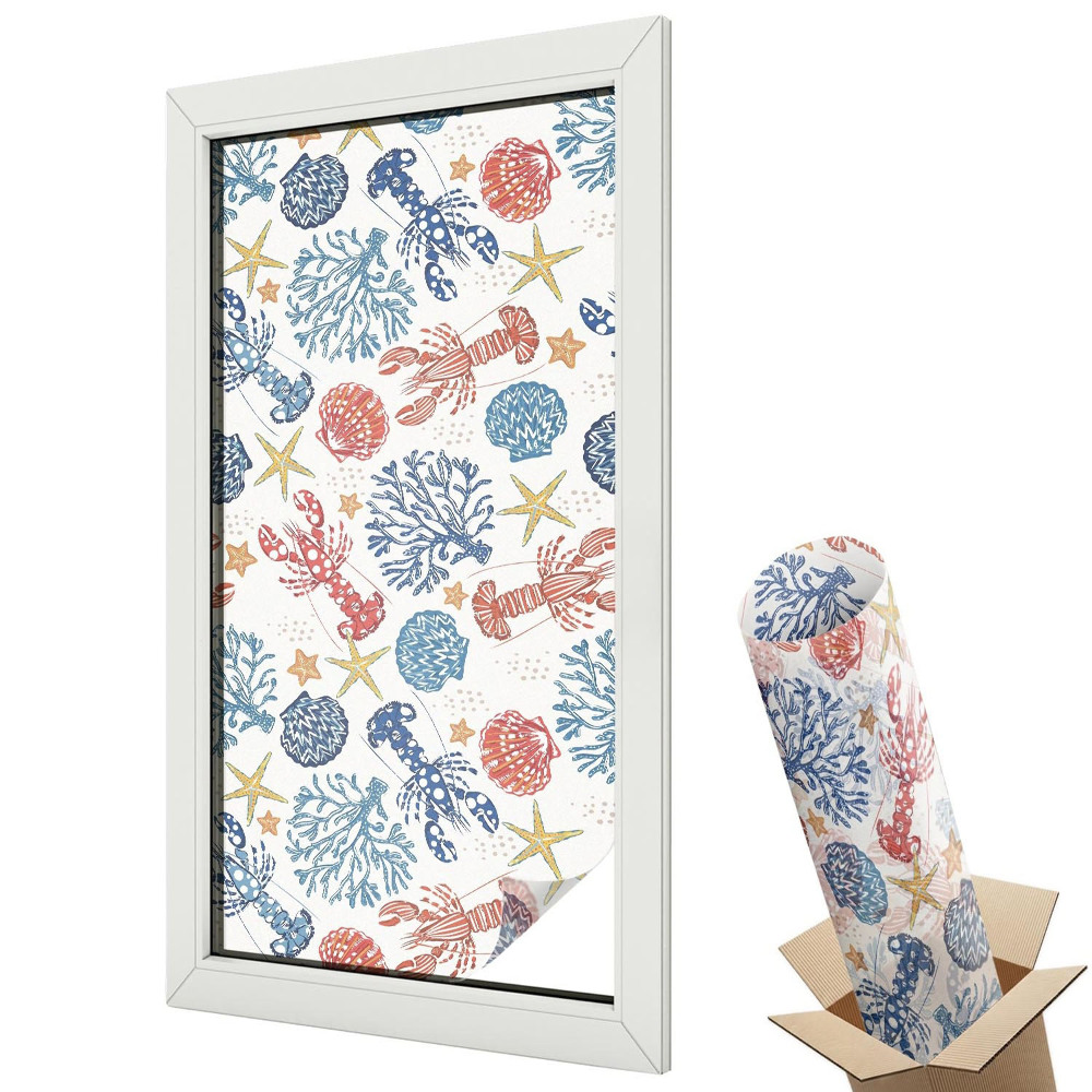 Folie geamuri decorativă vitraliu Un mozaic marin plin de energie