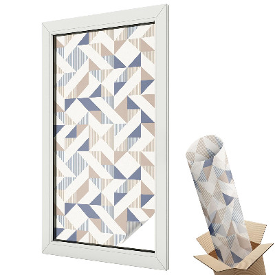 Folie geam să nu se vadă din exterior Triunghiuri geometrice în bej și albastru marin