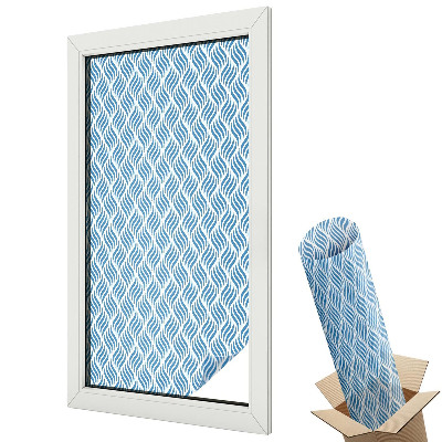Folie geamuri decorativă vitraliu Valuri albastre abstracte, linii repetitive