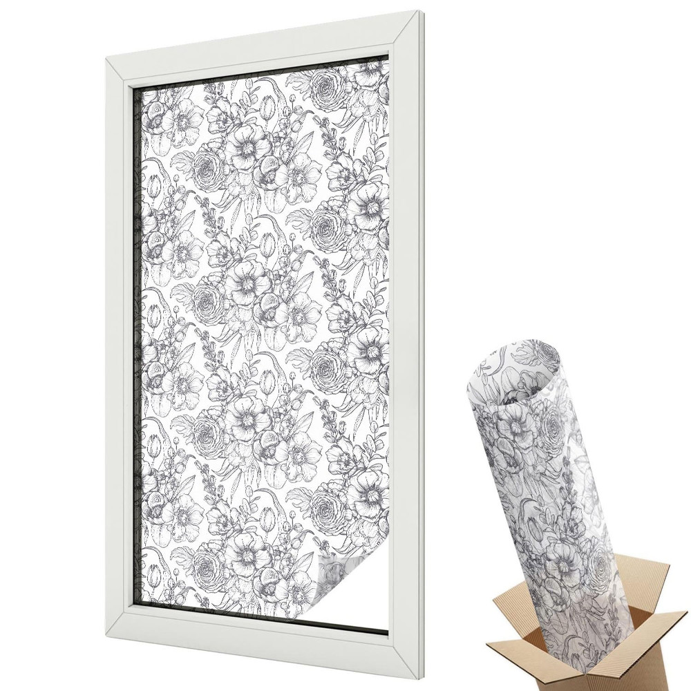 Folie pentru geamuri Un model floral delicat, clasic și armonios