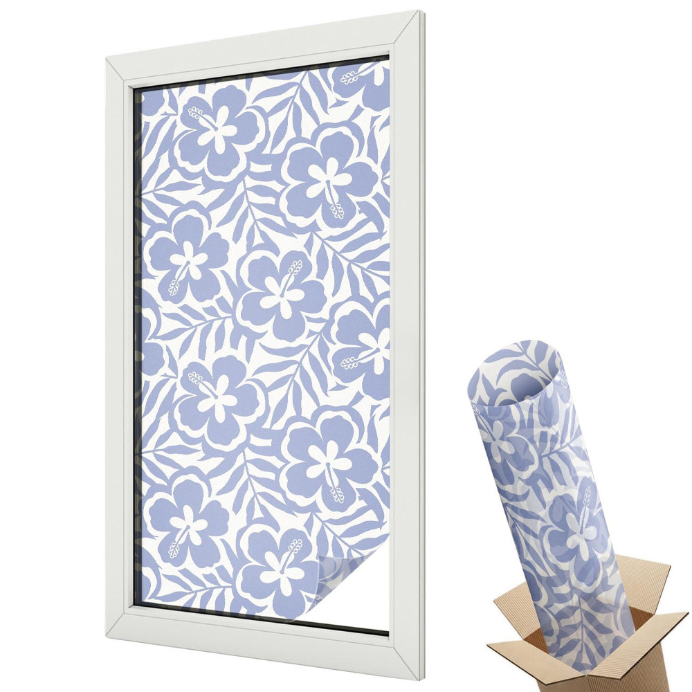 Autocolant geam termopan Model floral pe un fundal cu frunze