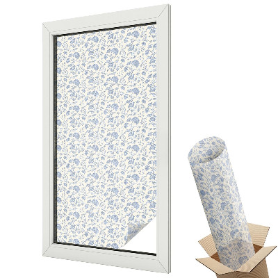 Folie pentru geamuri Flori albastre, eleganță delicată