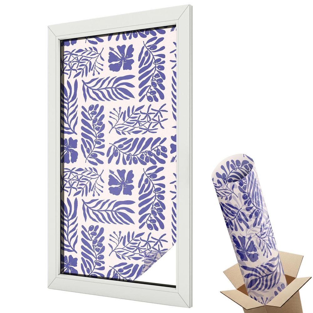 Folie geam să nu se vadă din exterior Model modern cu frunze și flori