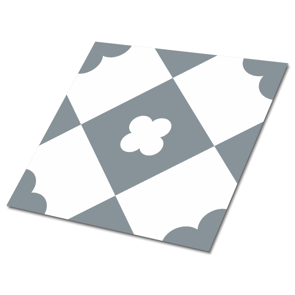 Plăcile de vinil Motiv floral în gri și alb