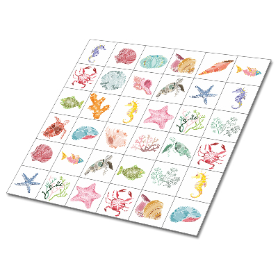 Plăcile de vinil Temă marină cu scoici și animale