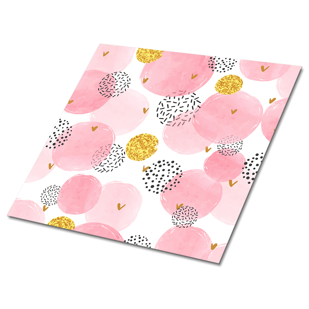 Plăci de vinil autoadezive Cercuri roz cu detalii aurii