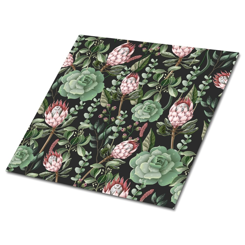 Plăcile de vinil Model floral cu suculente și protea