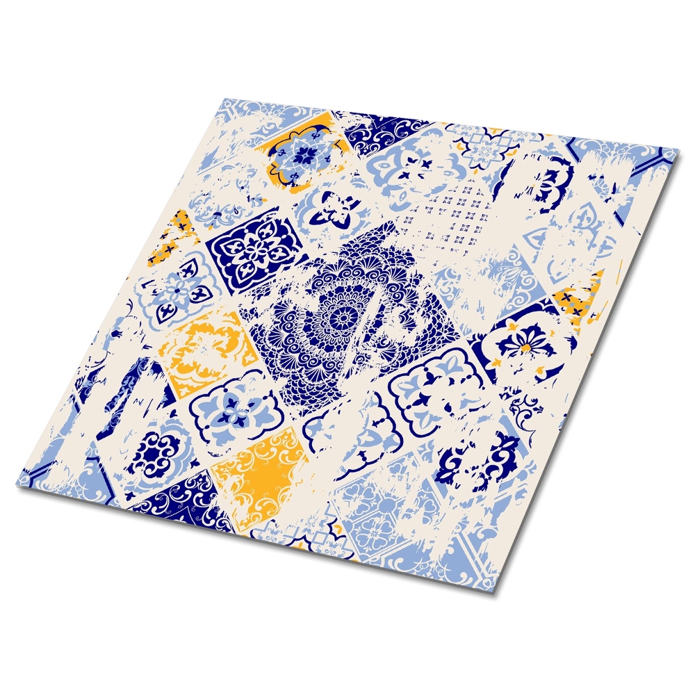 Plăci din PVC autoadezive Motiv patchwork în nuanțe de albastru