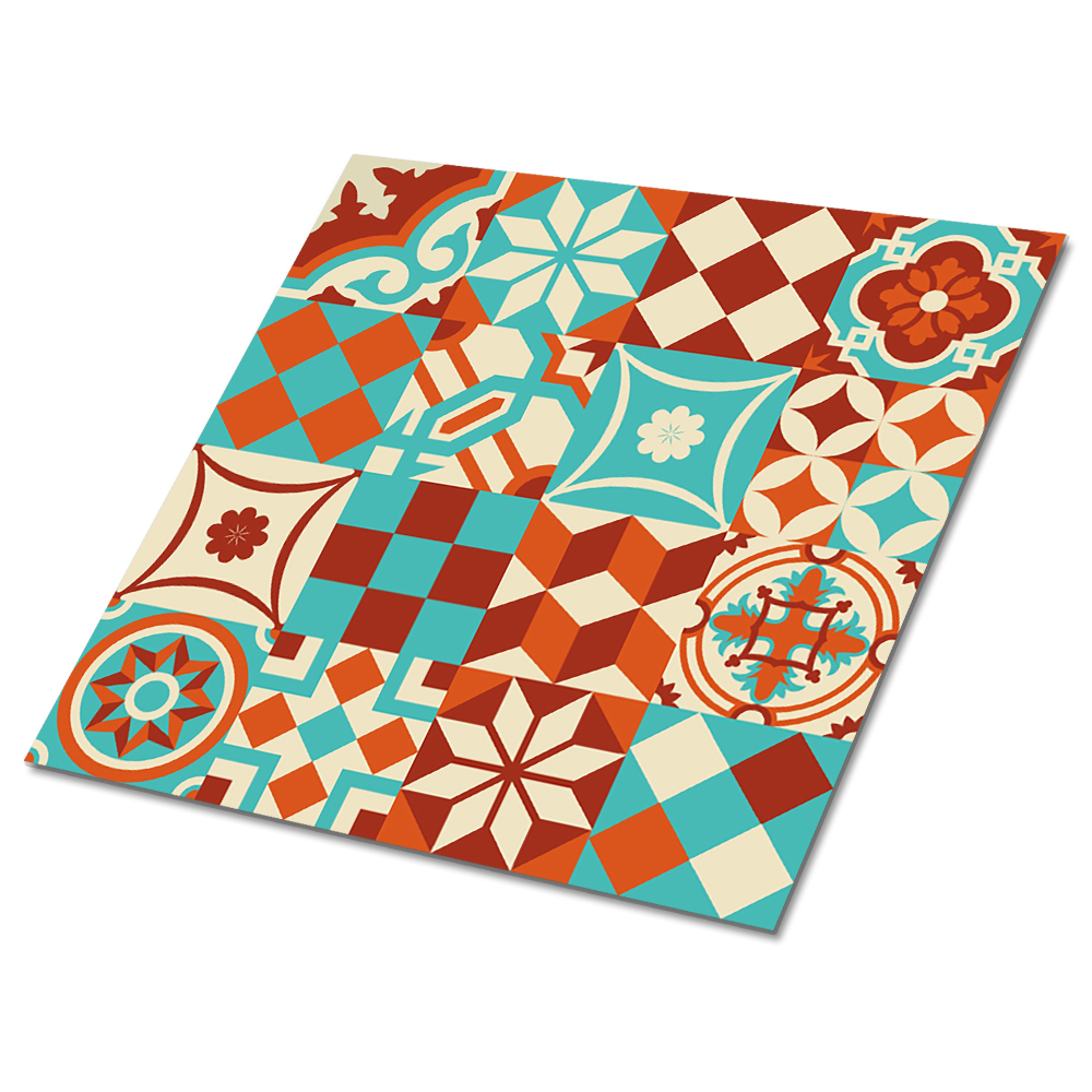 Plăci din PVC autoadezive Motiv mozaic turcoaz și portocaliu