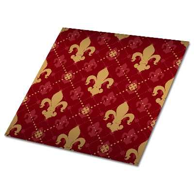 Plăcile de vinil Motiv de crin pe fundal roșu