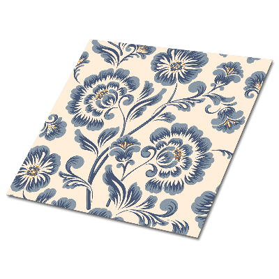 Plăcile de vinil Model floral în nuanțe de albastru