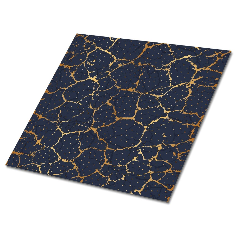 Plăci de vinil autoadezive Marmură albastru închis cu vene aurii