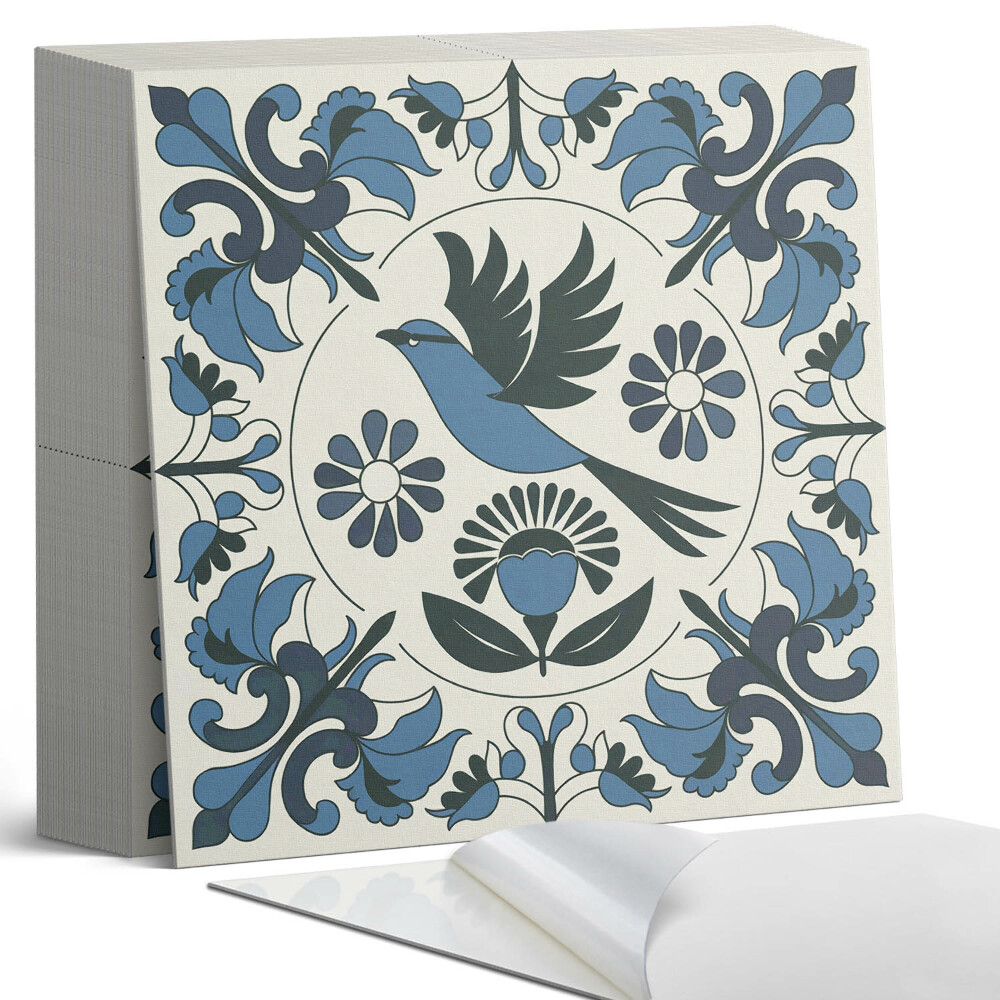 Plăci din PVC autoadezive Motiv de pasăre printre flori colorate