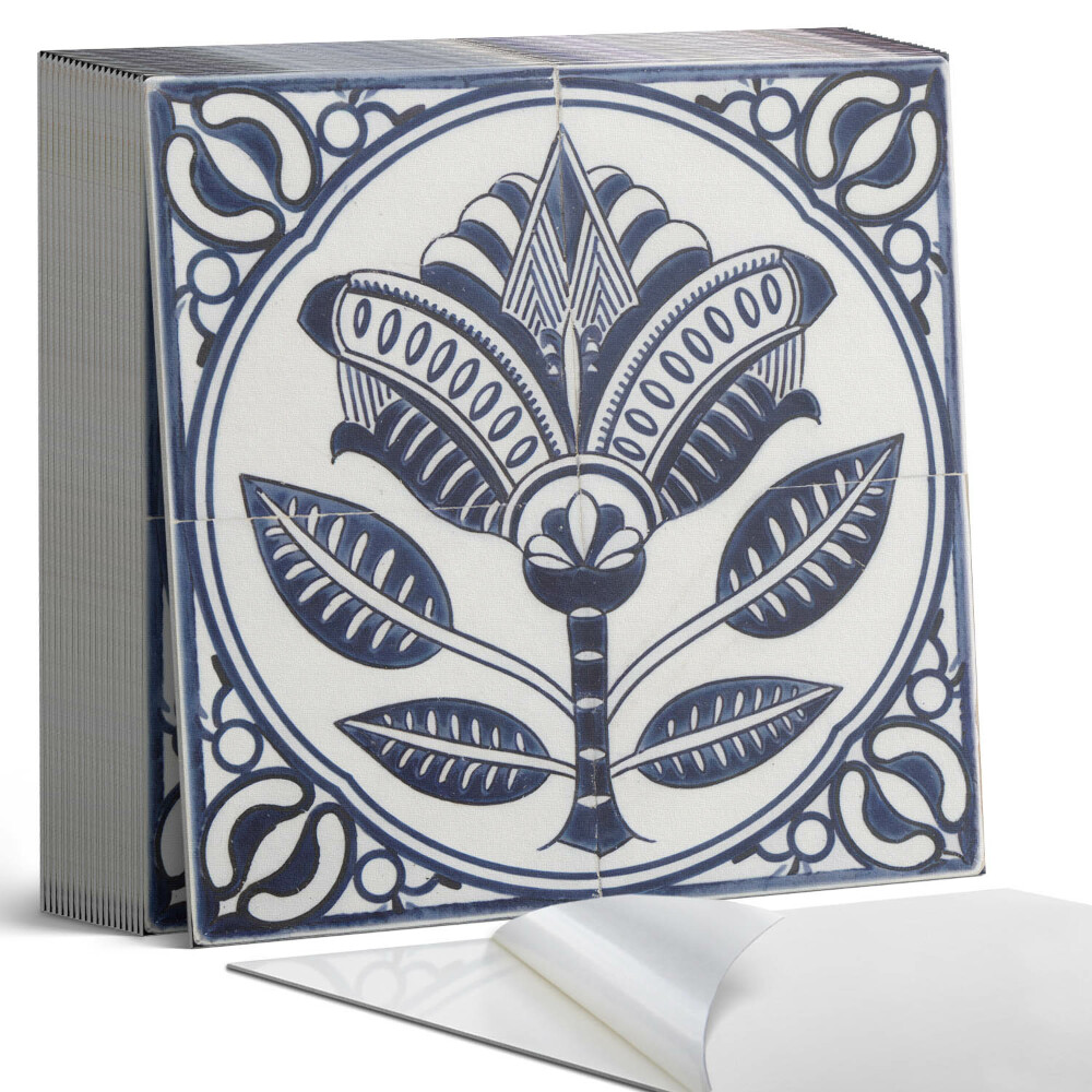 Plăcile de vinil Motiv floral în stil ceramic