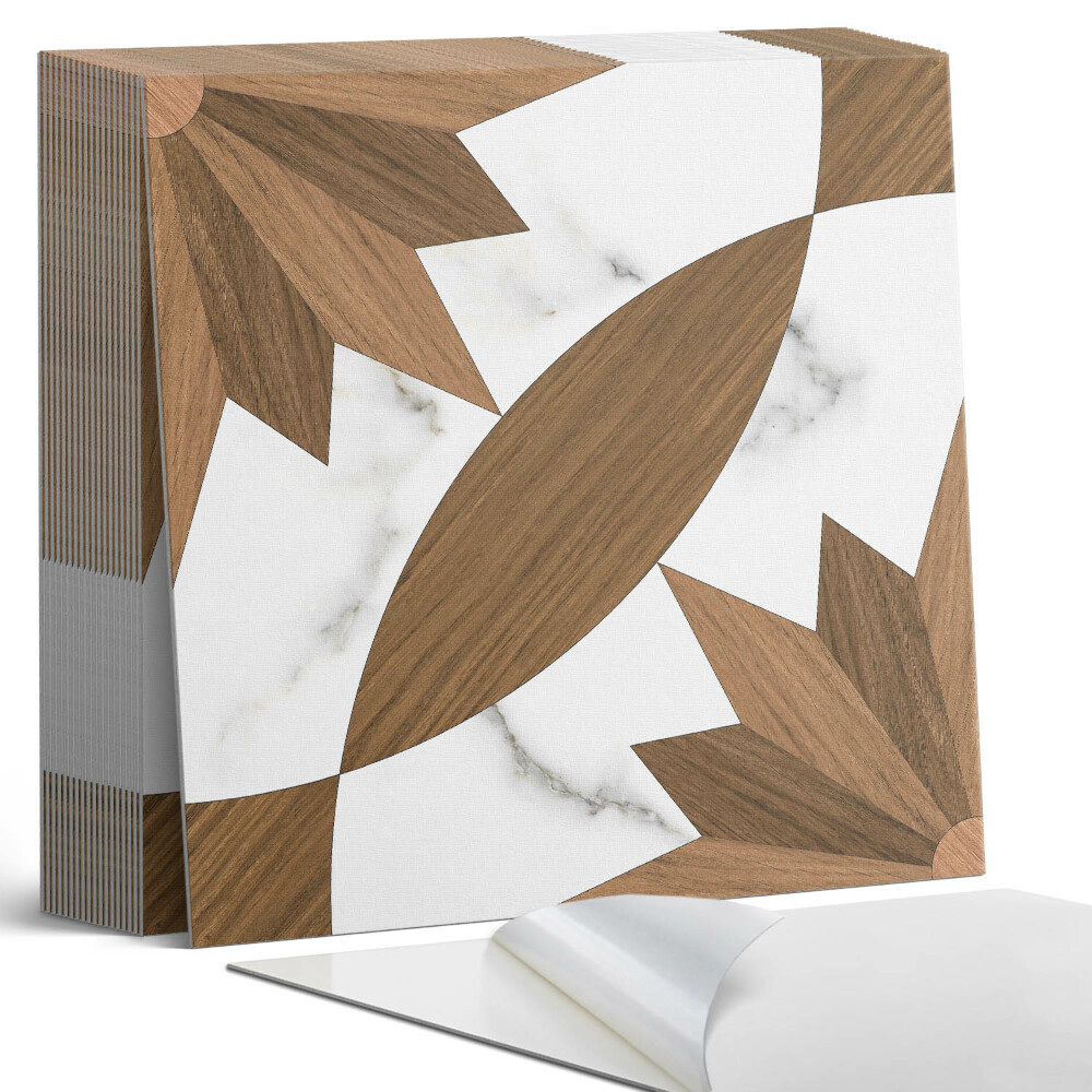 Plăcile de vinil Forme geometrice cu accent din lemn