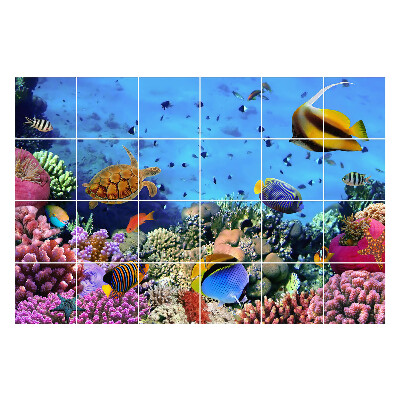 Autocolante pentru gresie recif de corali cu pești