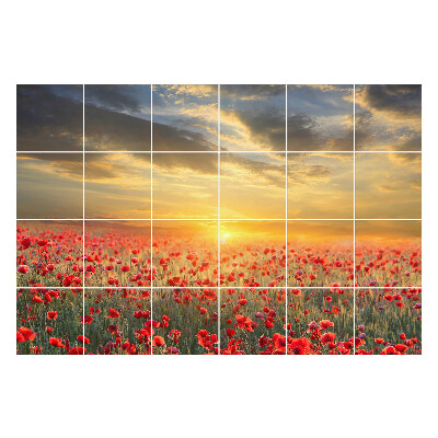 Autocolante gresie si faianta Peisaj floral la apus