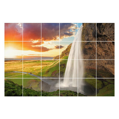 Autocolante gresie si faianta O cascadă într-un cadru pitoresc