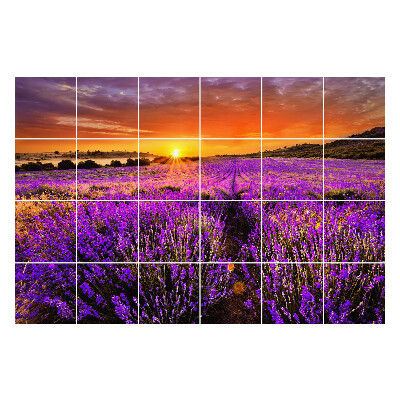 Autocolante gresie si faianta Peisaj floral la apus