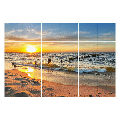 Autocolante pentru gresie Apus de soare peste mare