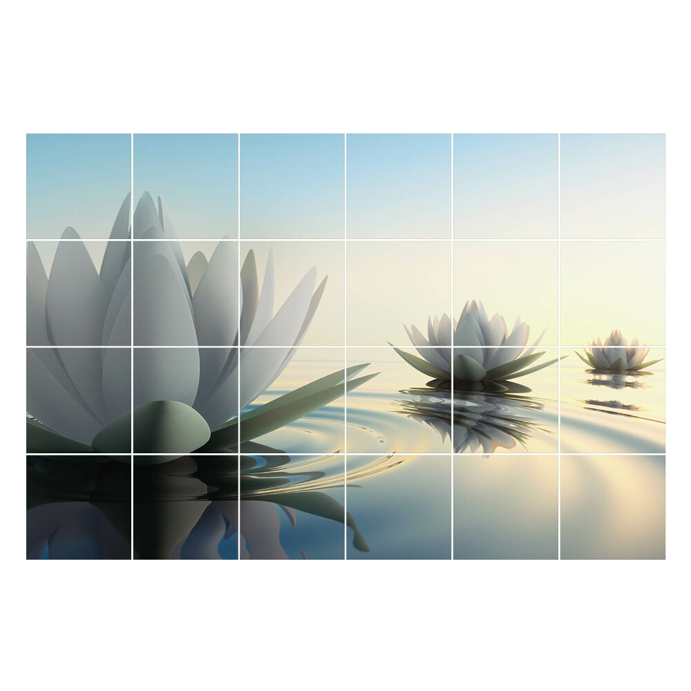 Autocolante pentru gresie Flori pe apă