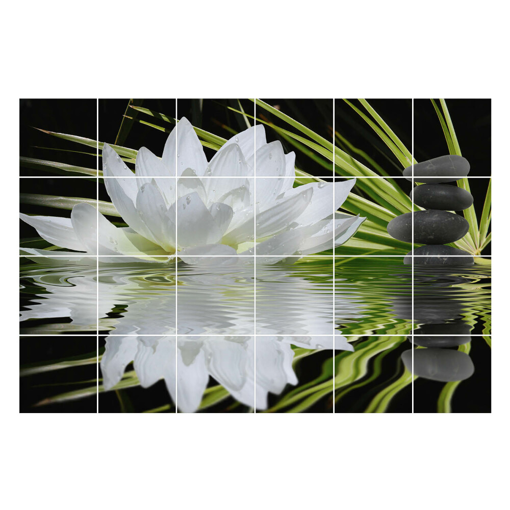 Autocolante gresie Floare pe apă cu pietre