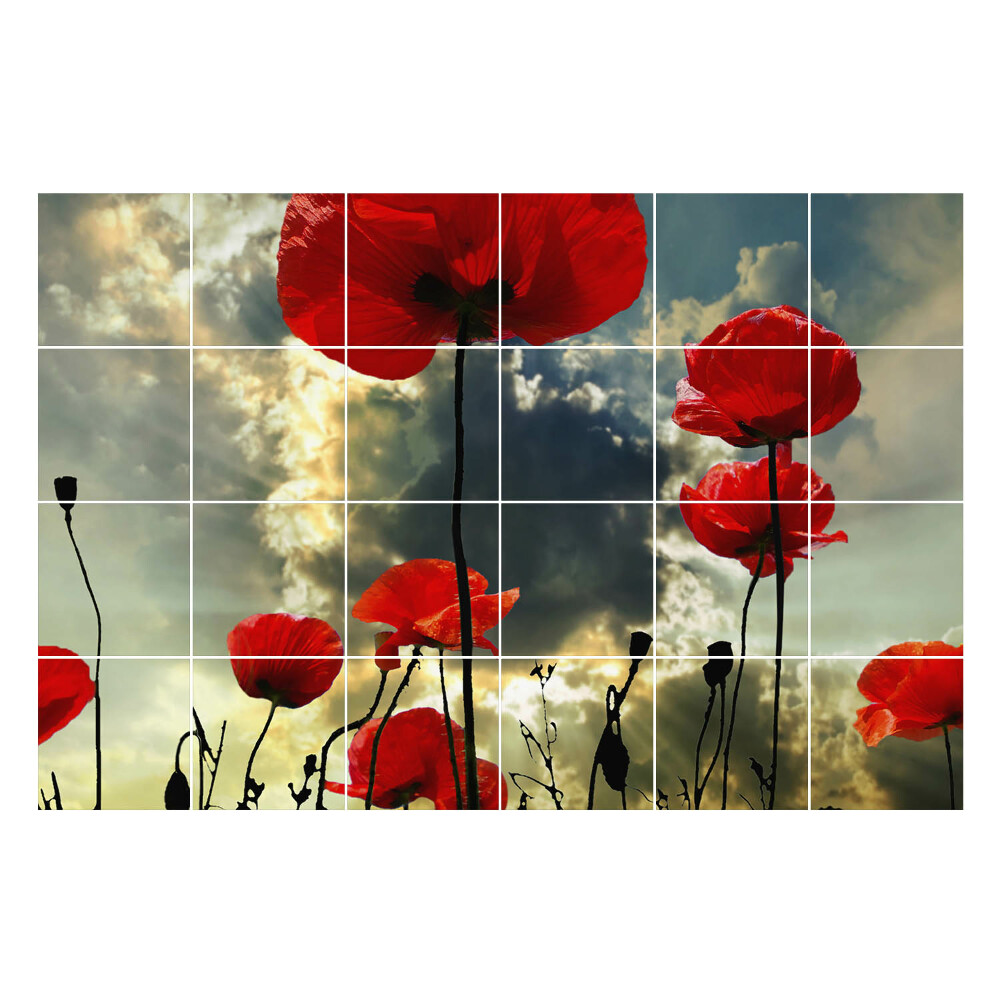 Autocolante pentru gresie Flori pe fundalul cerului