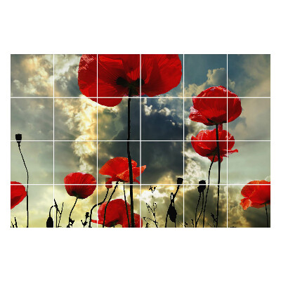 Autocolante pentru gresie Flori pe fundalul cerului