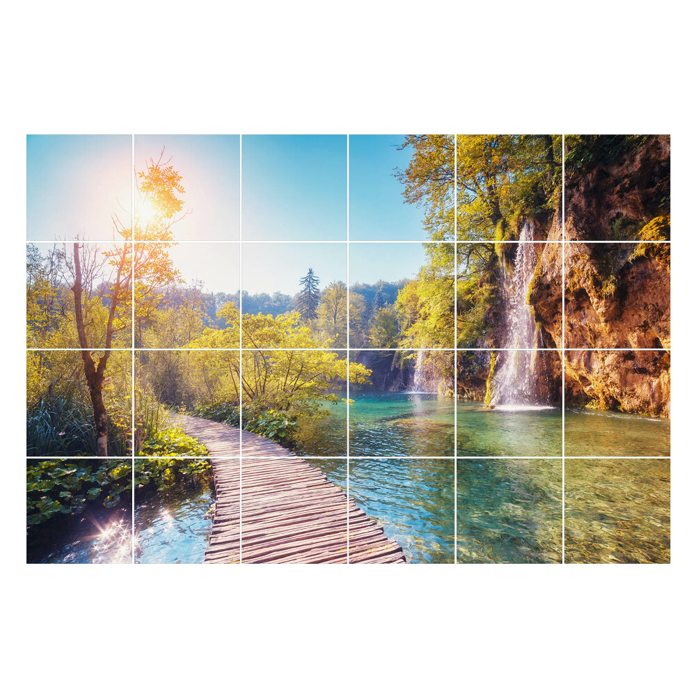 Autocolante gresie Cascadă și potecă pitorești