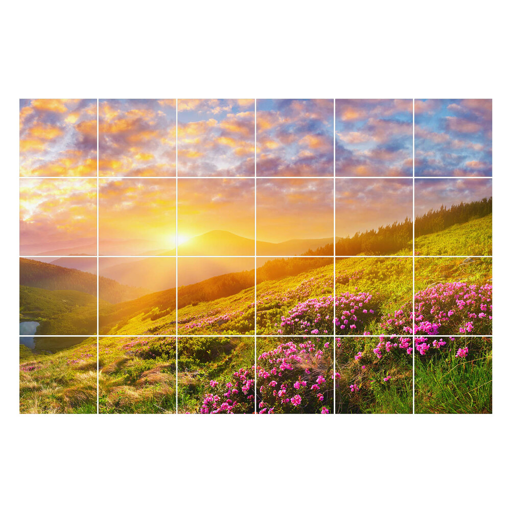 Autocolante gresie Peisaj montan la răsărit