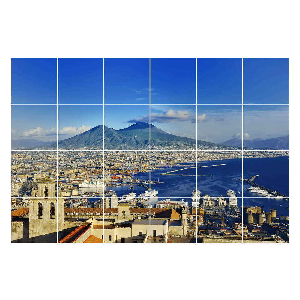 Autocolante gresie Vedere a orașului și a vulcanului