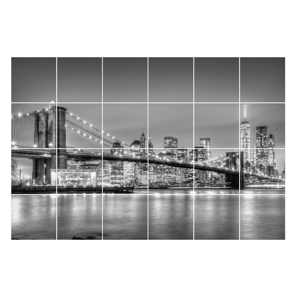 Autocolante pentru gresie Pod peste oraș noaptea