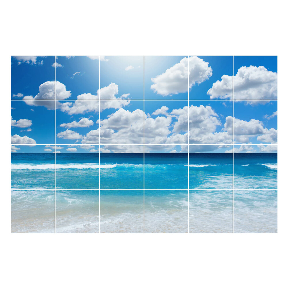 Autocolante pentru gresie O plajă liniștită cu valuri