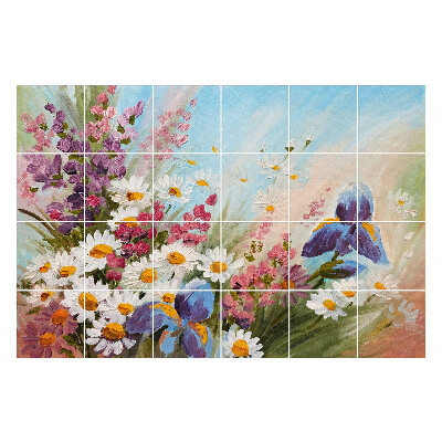 Autocolante pentru gresie Un buchet de flori într-un cadru de primăvară