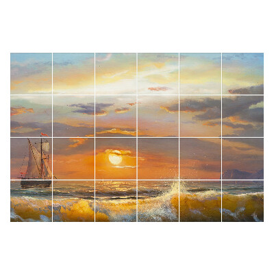 Autocolante pentru gresie Apus de soare peste mare