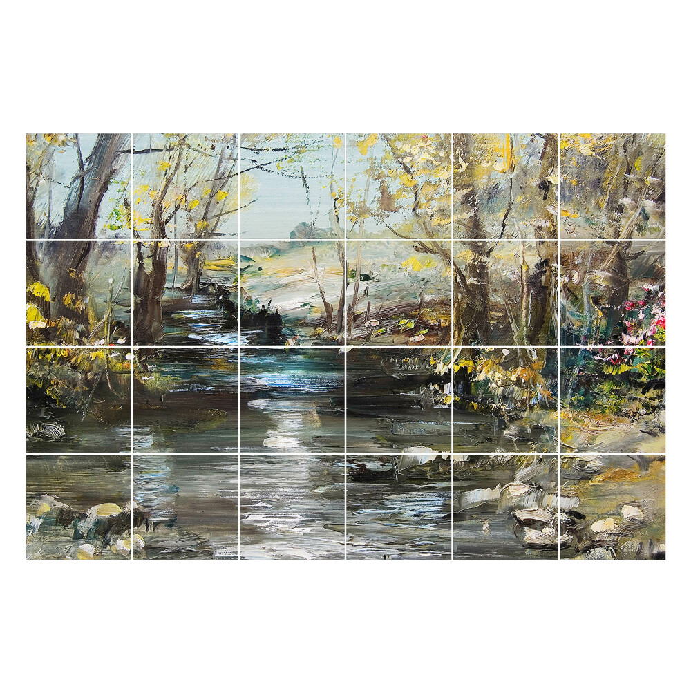 Autocolante gresie si faianta Un peisaj liniștit cu un râu