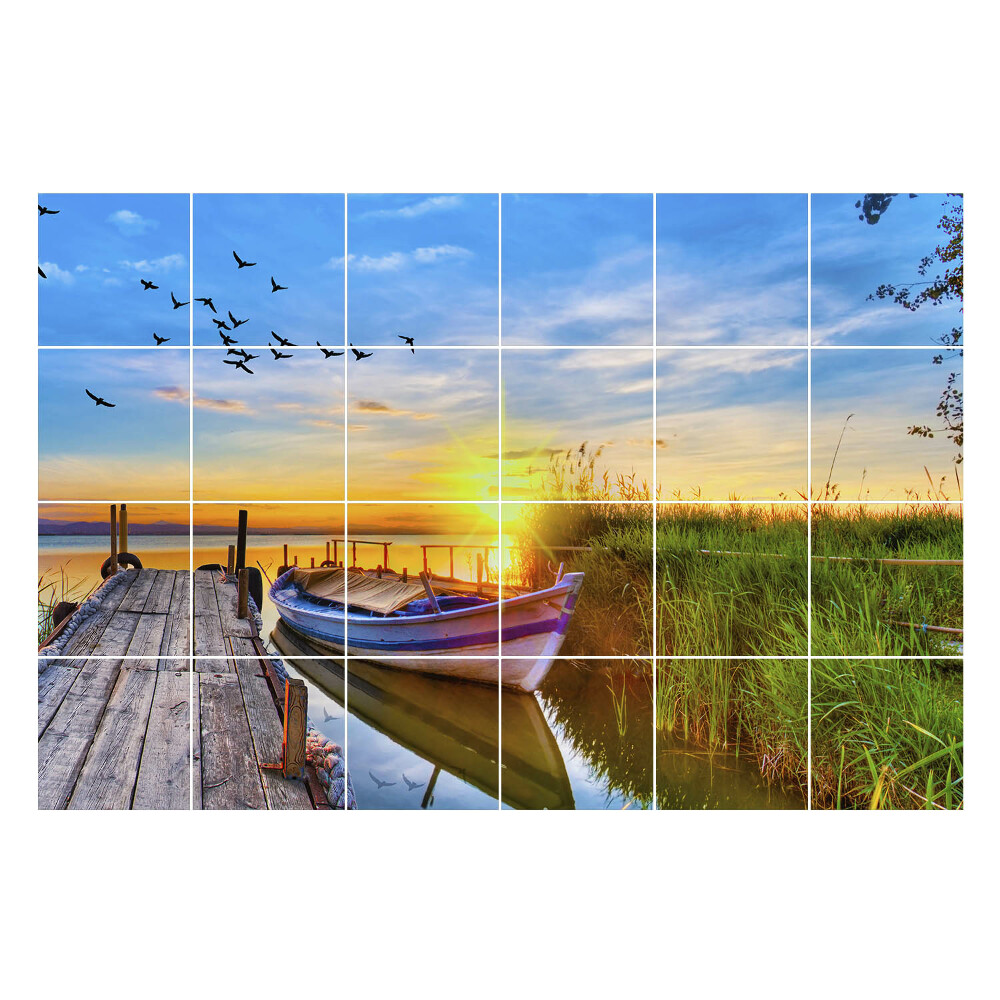 Autocolante gresie si faianta Apus de soare peste apă