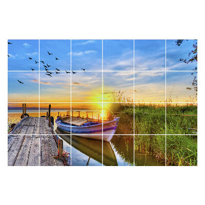 Autocolante gresie si faianta Apus de soare peste apă